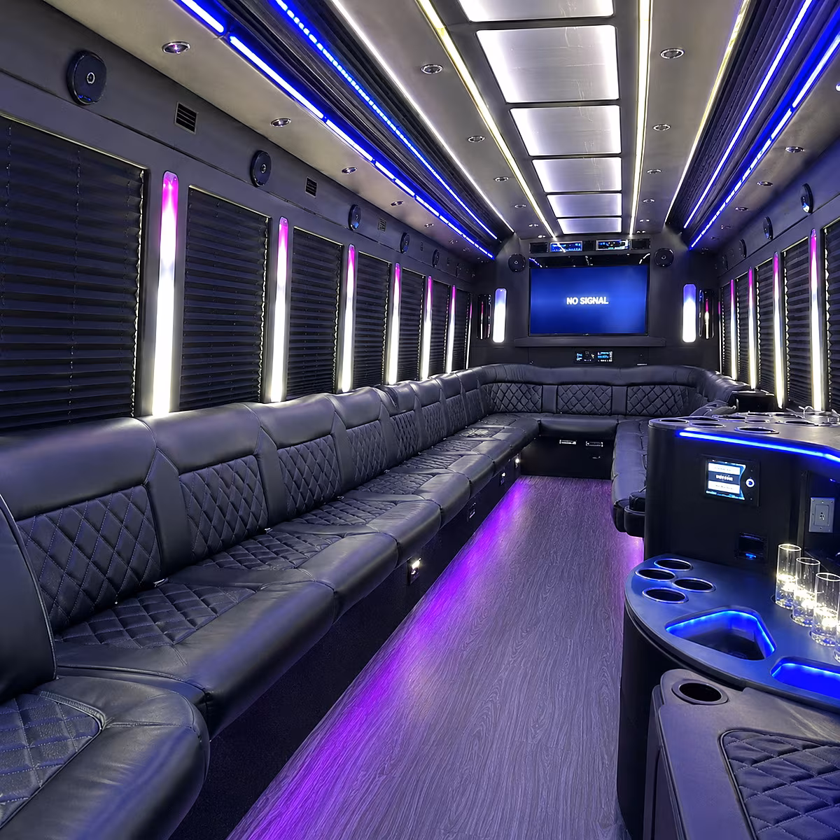 modesto 30 passenger party bus inside