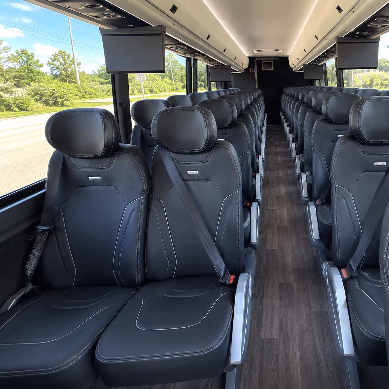 modesto 47 passenger charter bus inside